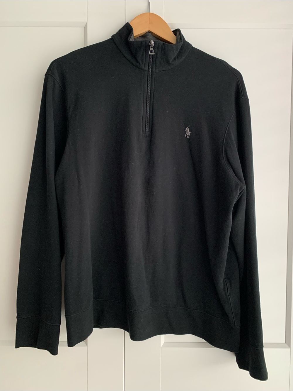 Polo Ralph Lauren Black quarter Zip-Neck Pullover Sweater mens L